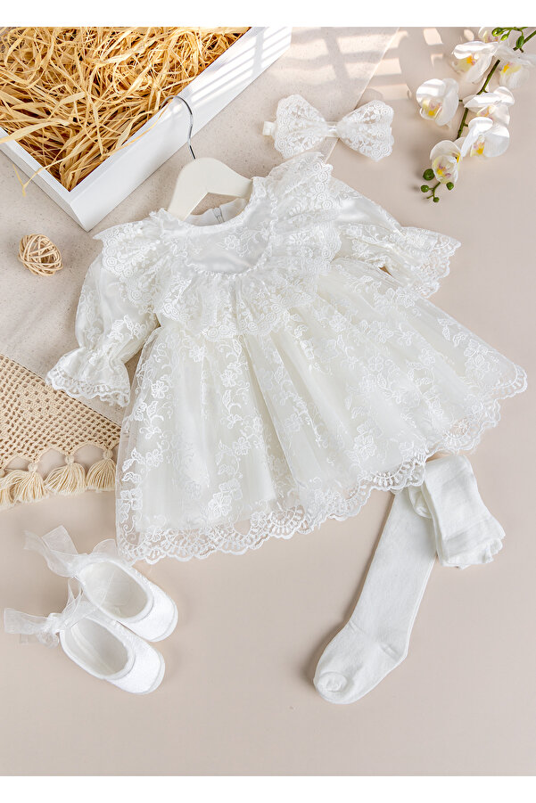 Babymod Güpürlü 4'lü Kız Bebek Mevlüt Elbise Seti