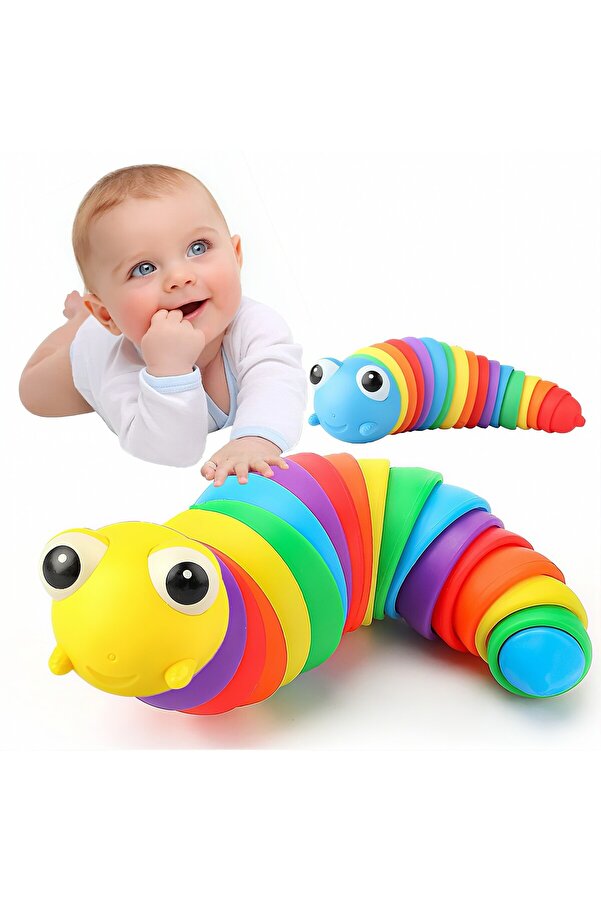 Circle Toys Kıvrılabilen Renkli Tırtıl - Stres Giderici ve Motor Gelişimi Destekleyen Eğitici Oyuncak