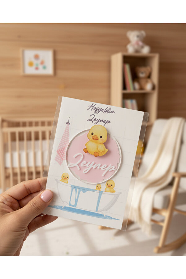 LABİREND PRODUCTS 10'lu paket Şeffaf Pleksi Civciv Figürlü Bebek Magnet Kartlı ve Jelatinli İsme Özel Hatıra