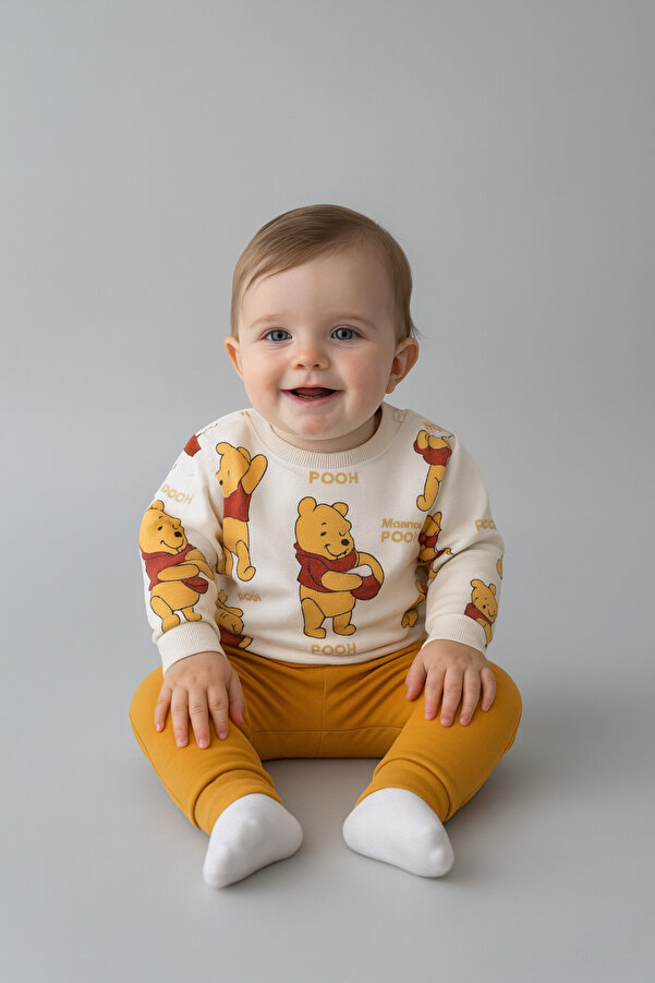 nikuby Unisex Bebek Winnie The Pooh %100 Pamuk Alt Üst Takım | 9-12 -18Aylık