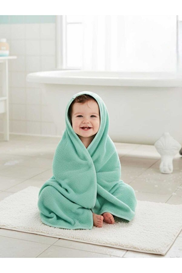 PAMUK HANIM Outlet-%100 Pamuklu Kız-erkek Yenidoğan-Bebek Banyo Havlu Kundak DÜZ /MİNT