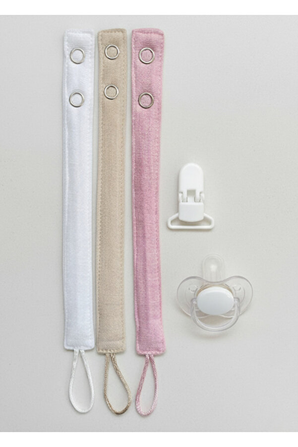 Joyous Mom Kids Pamuk Müslin Bebek Emzik Askısı Plastik Klips Kolay Açılır Emzik Tutacağı