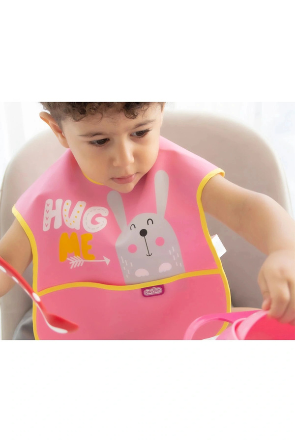 Babyjem Poli Muşamba Önlük Büyük Pembe