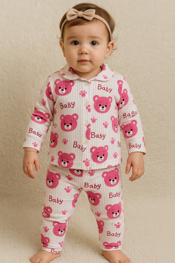 anne dokunuşu gibi KUZUM BEBE Yeşil Ayıcıklı Organik Yenidoğan Fitilli Kumaş Erkek Ve Kız Bebek 2’li Hastane Çıkışı Pamuk Takım