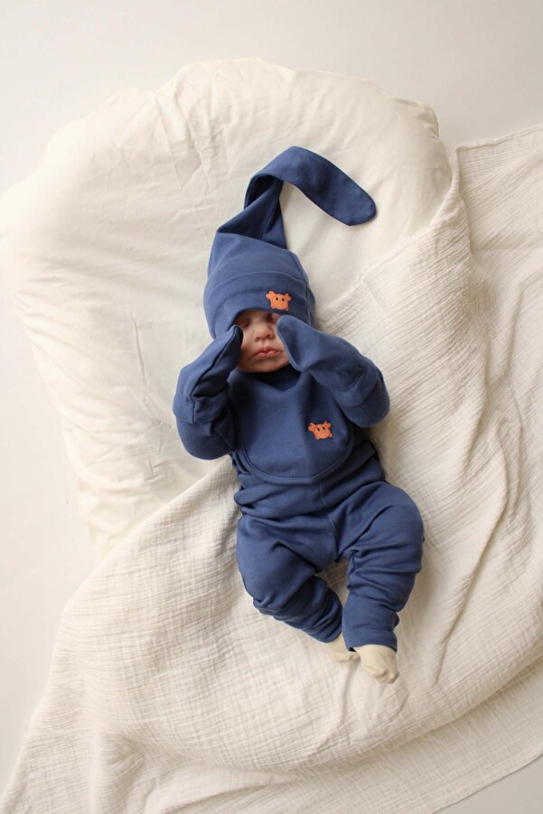 OhlalaKoala Yengeç Nakışlı 5li Uzun Kollu Yenidoğan Set (0-3 Ay)