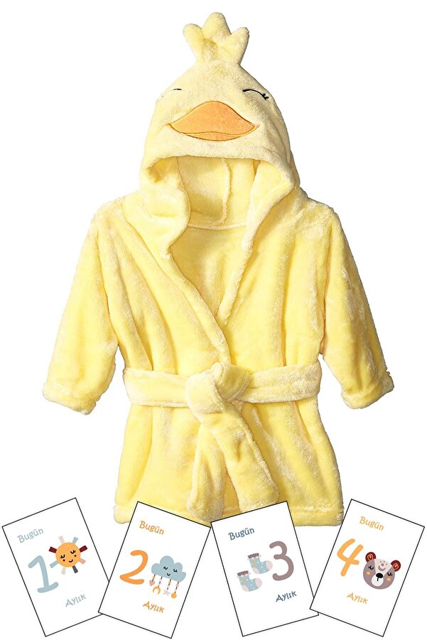 Moky Design Bebek Hediyelik Yenidoğan Bornoz %100 Pamuk Ve Aylık Konsept Anı Kart 12'li, Kız Baby Shower Hediye