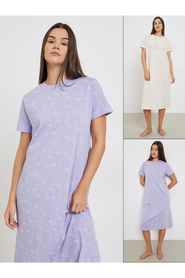 Styli Pack of 2 - Sun and Moon Graphic Sleep T-Shirt Dress