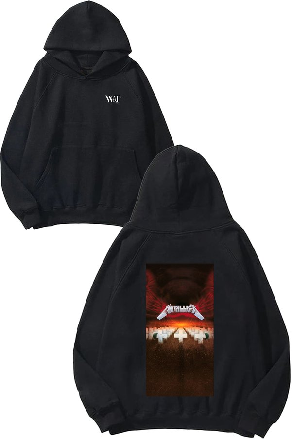 THEWERT Metallica Grave Design Back Printed Black Hooded Sweatshirt