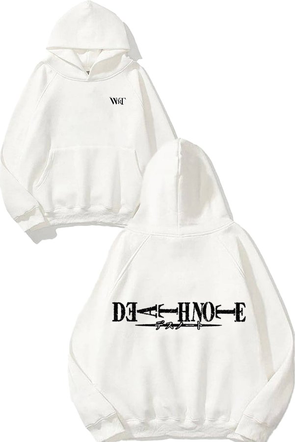 THEWERT Death Note 1 Design Back Printed White Hooded Sweatshirt
