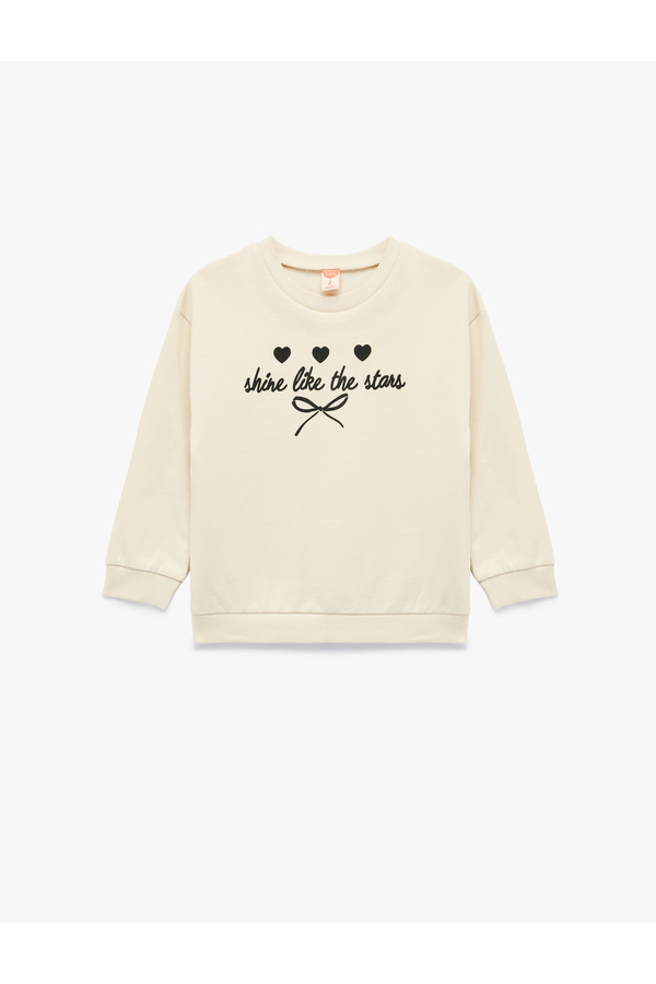 Koton Uzun Kollu Bisiklet Yaka Pamuklu Baskılı Şardonlu Sweatshirt