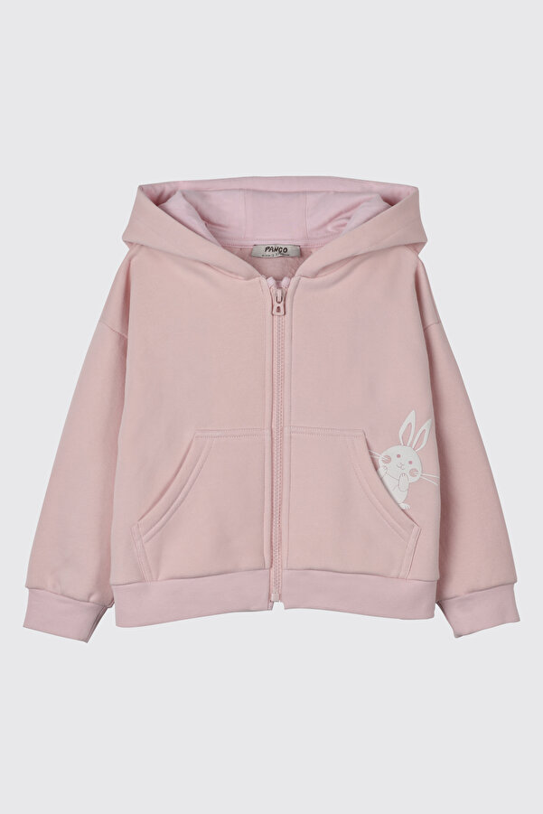 Panço Kız Bebek Kapüşonlu Pembe Sweatshirt