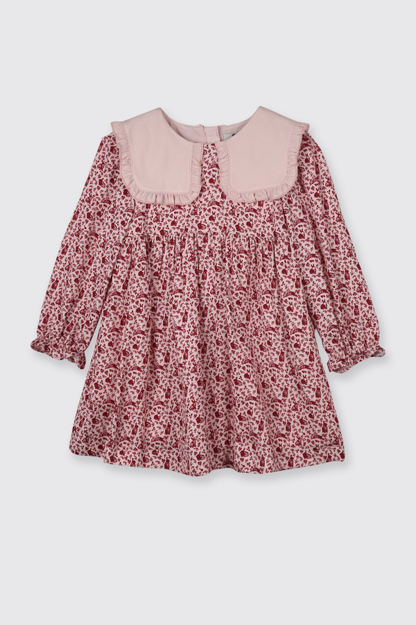 Panço Kız Bebek Çiçek Desenli Pembe Elbise