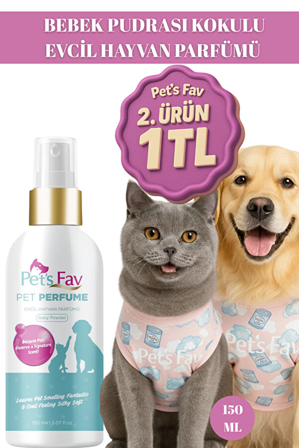 Pets Fav Bebek Pudrası Kokulu Köpek Parfümü Evcil Hayvanlar için Ferah & Kalıcı Koku Giderici