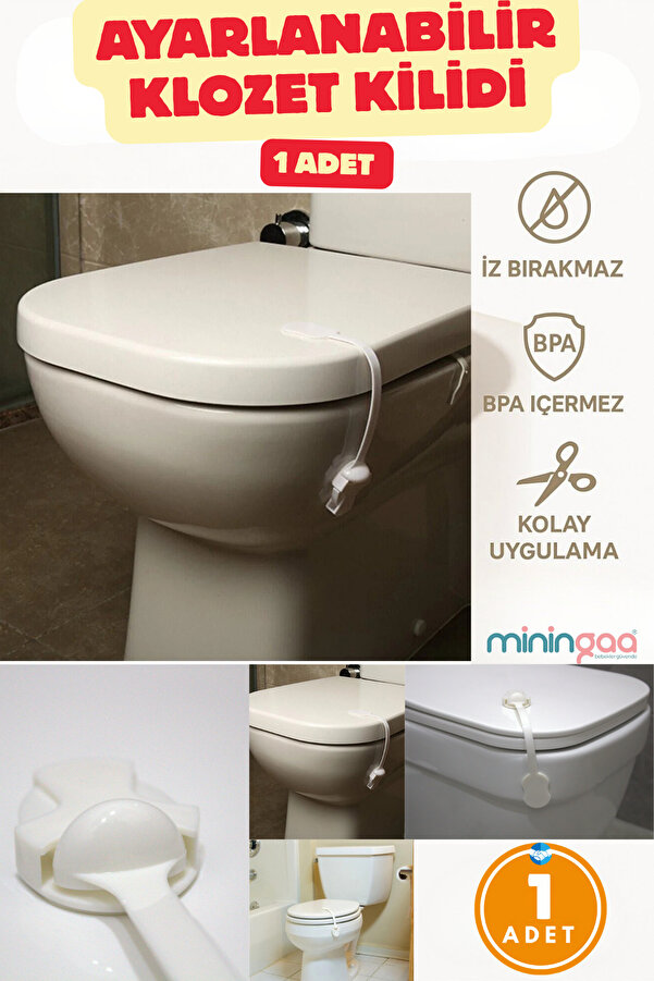 Miningaa İz Bırakmaz Bantlı Kolay Montaj Esnek Ayarlanabilir Klozet Kilidi