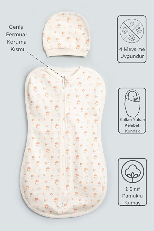 Vauva Bebek İçin %100 Pamuklu Uyku Tulumu Kundak Fermuarlı Yumuşak Penye Kumaş Nefes Alabilen Kumaş