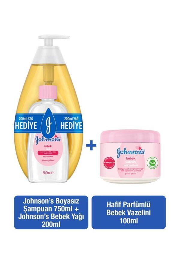 Johnson's Johnson’s Bebek Şampuanı 750+ Yağ 200 ml + Hafif Parfümlü Bebek Vazelini 100 ml
