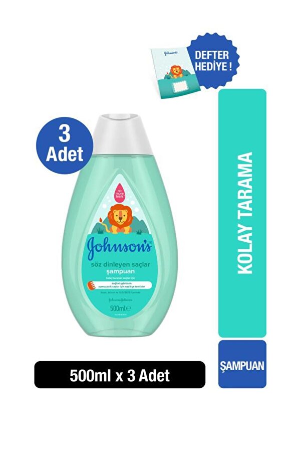 Johnson's Söz Dinleyen Saçlar 500 ml x3 + Söz dinleyen saçlar not defteri