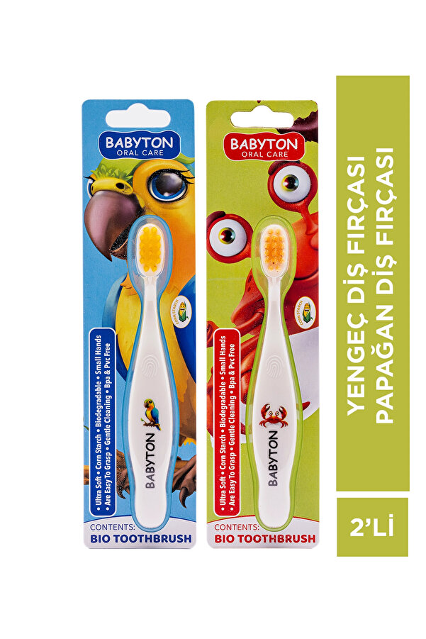 BABYTON Ekolojik Diş Fırçası Papağan - Yengeç 2'li Set