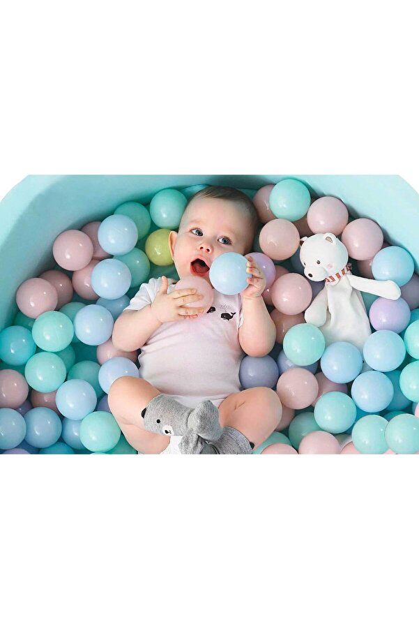 PlayCity 7 cm 100'lü Fileli Oyun Havuzu Topu - Renkli ve Dayanıklı Bebek Oyun Topları