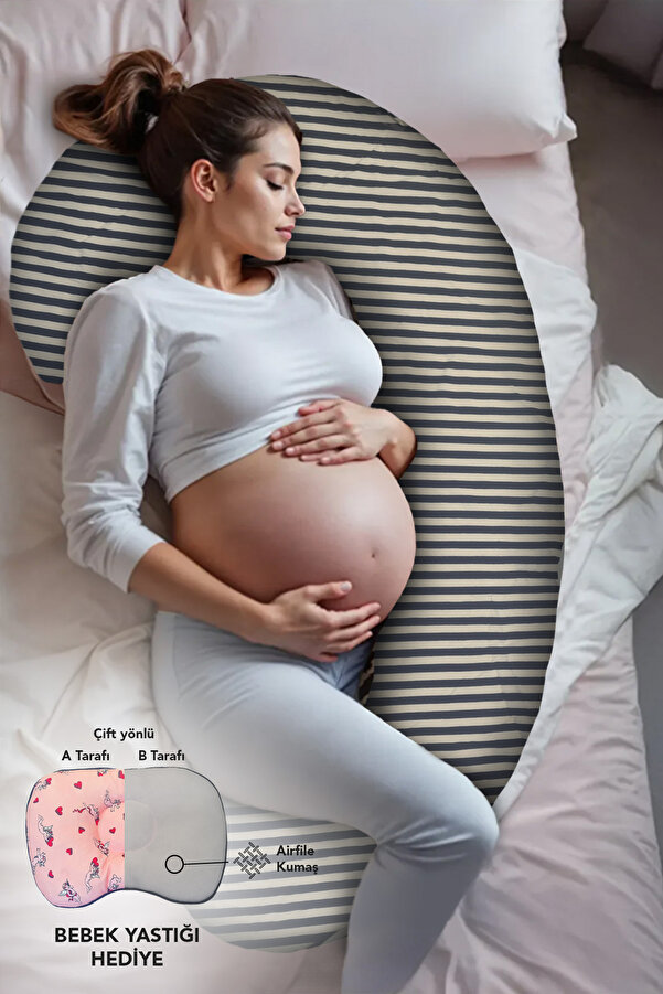 PUFYMAX Hamile yastığı,sarılma yastığı aktivite yastığı pamuk kumaş (siyah)