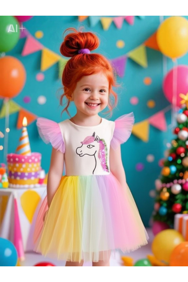 Lunas tekstil Pullu Rengarenk Unicorn