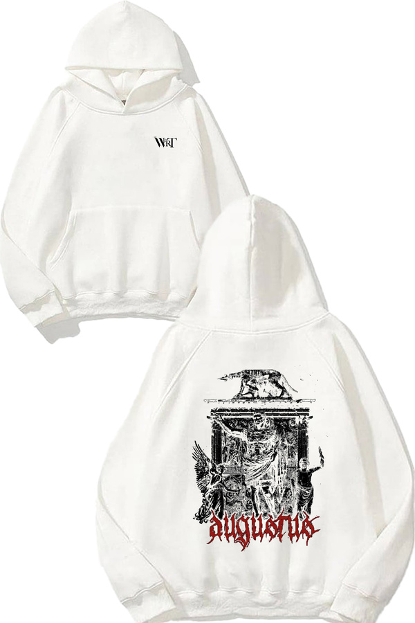 THEWERT Octavian Augustus Design Back Printed White Hooded Sweatshirt