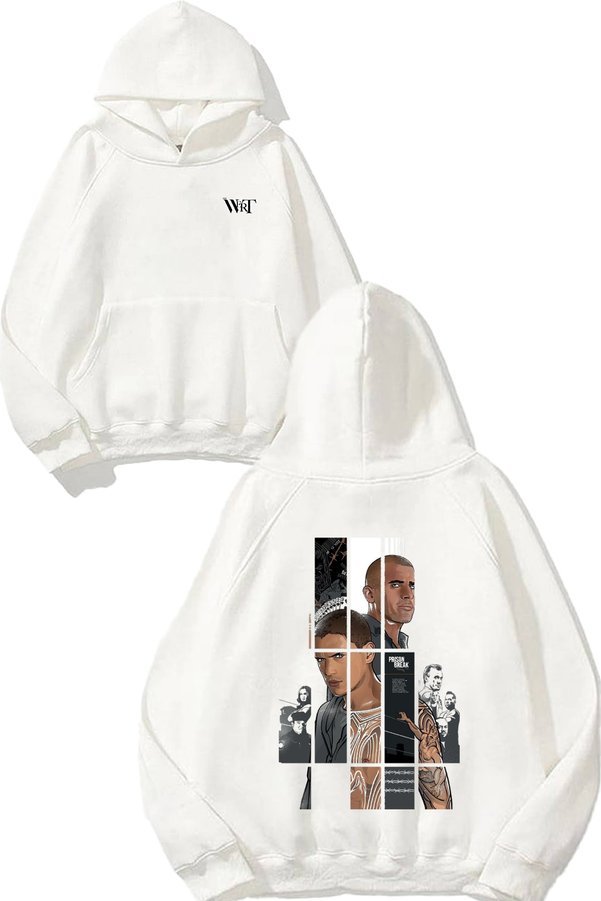 THEWERT Prison Break 3 Design Back Printed White Hooded Sweatshirt