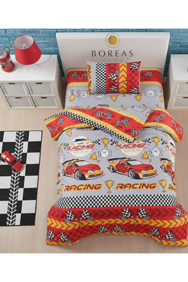 Boreas Home | Kırmızı Araba | Ranforce Tek Kişilik Nevresim Takımı |