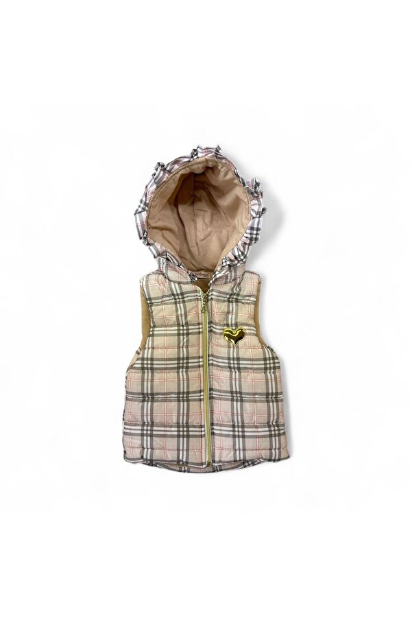 Gocoland Kız Çocuk Kapşonlu Ekose Desen Yelek