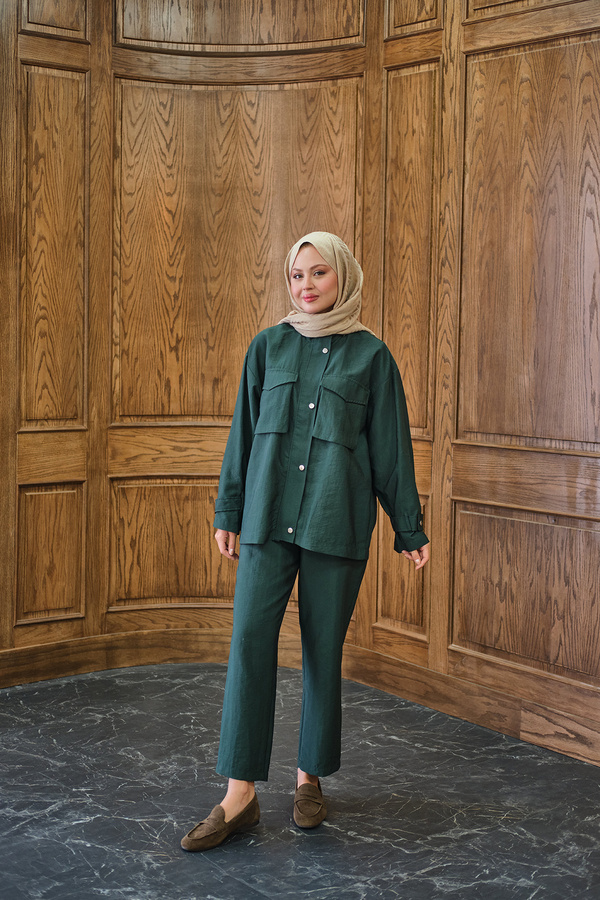 LOCCO Women's Hidden Zipper Detailed Suit Emerald Green