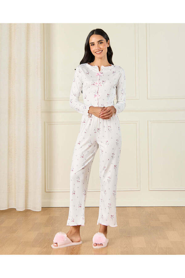 REDTAG Women White Printed Pyjama Set (2 Piece)