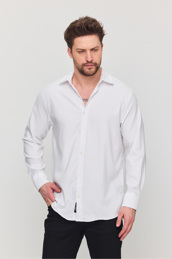 a02teks Oversize Men's White Shirt