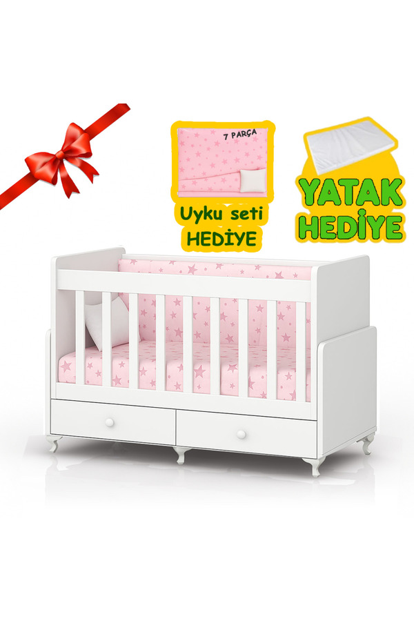 Bygolden Wsmall Sallanır Anne Yanı Bebek Beşiği Yatak Ve Pembe Uyku Seti Hediyeli