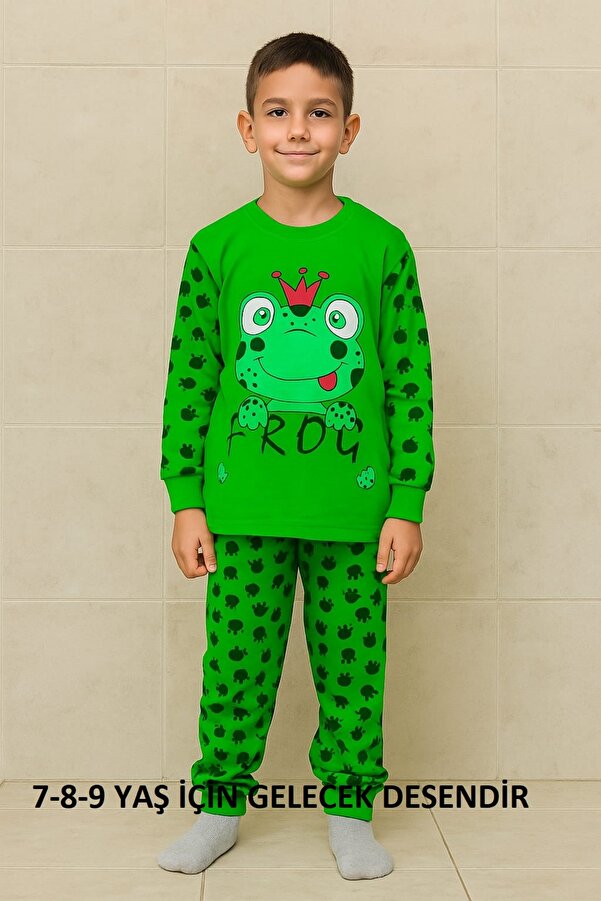 Bilge Trend Süper Mini Kurbağa Desenli Pijama Takımı