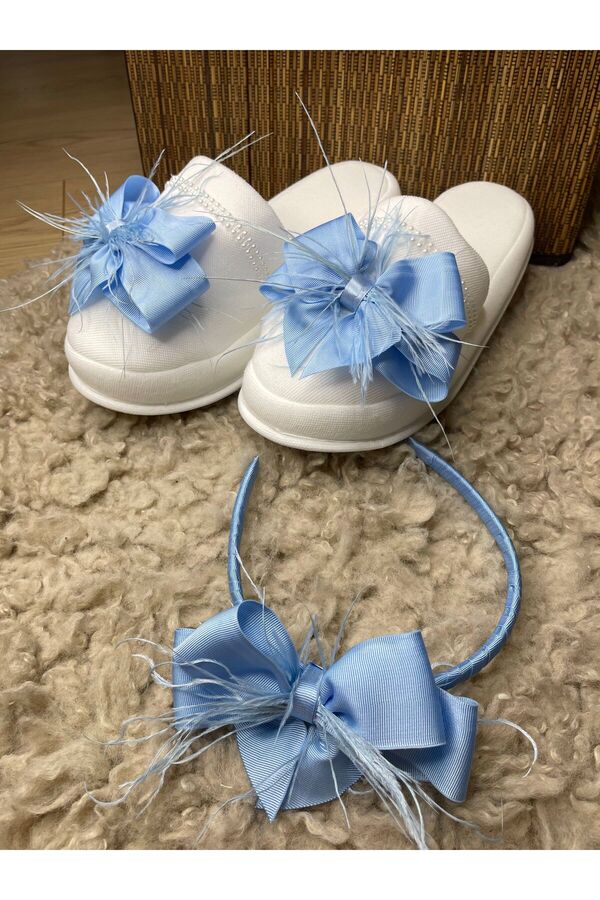 Rengarenk Minikler Mavi Fiyonklu Tüylü Anne Lohusa Terlik Taç Lohusa Seti – Lohusa Seti – Lohusa Seti