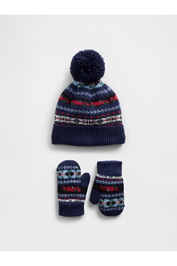 GAP Bebek Lacivert Ponpon Bere & Eldiven Set