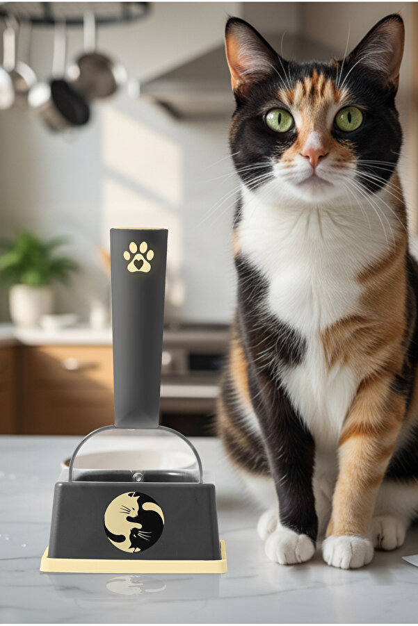 Ceyus Standlı Platformlu Ölçülü Kedi Mama Kaşığı – 150 ml Ölçü Küreği, Kedi Mama Ölçü Kabı