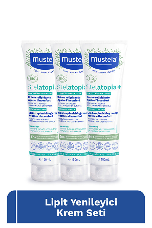 Mustela Organik Sertifikalı Stelatopia+ Çok Kuru ve Atopik Cilt Nemlendirici Krem Bebek Çocuk Yetişkin 3’lü