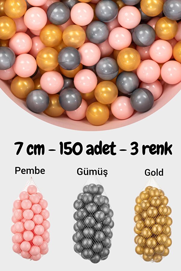 Wellgro 7 Cm Top Havuzu Topu 150 Adet Pembe, Gümüş, Gold