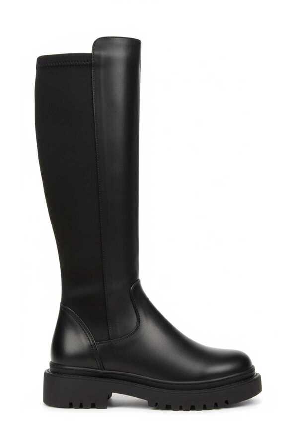 GNY AYAKKABI Women's Black Comfortable Boots with Thick Soles Polydaglic Flat
