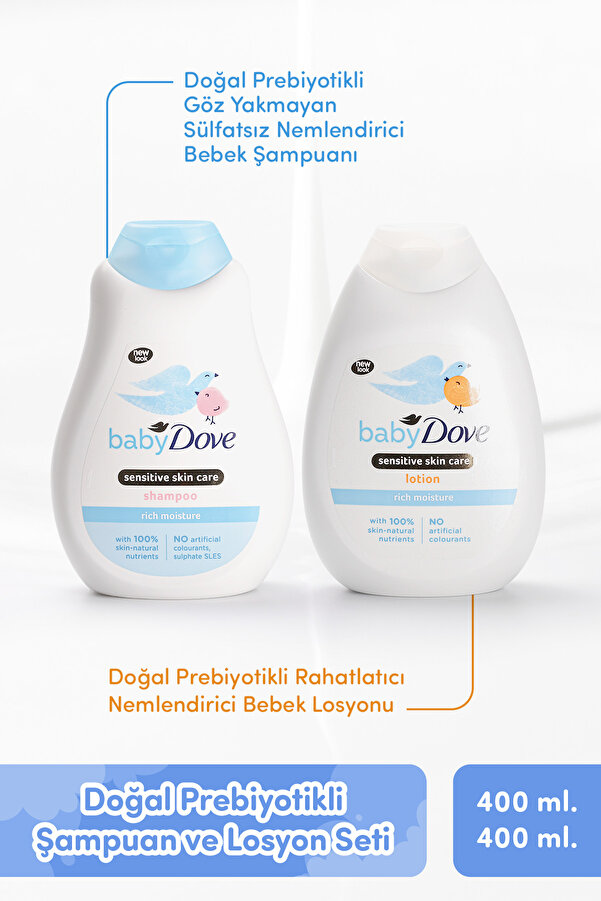 Dove Doğal Prebiyotikli Şampuan Ve Losyon Bebek Banyo Bakım Seti