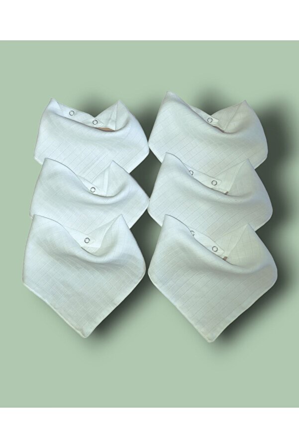 sağel %100pamuk 6lı Müslin Yakalık Beyaz Mama Önlüğü Çift Katlı Iki Çıtçıtlı Unisex (FULAR, SALYA ÖNLÜĞÜ)