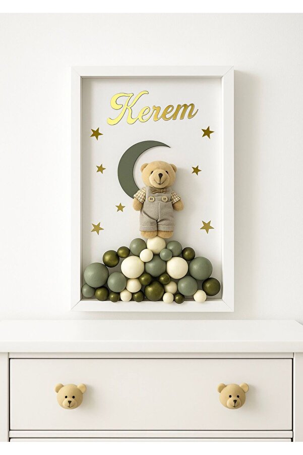 Bonika Çerçeveli Bubble Ayıcıklı Bebek Kapı Süsü - Hastane Kapı Süsü