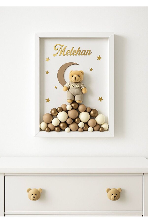 Bonika Çerçeveli Bubble Ayıcıklı Bebek Kapı Süsü - Hastane Kapı Süsü