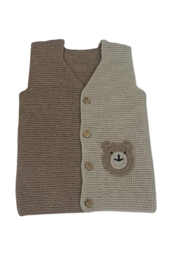 OYUNCAKPARK Ayıcık Modeli Örgü Erkek Bebek Yeleği