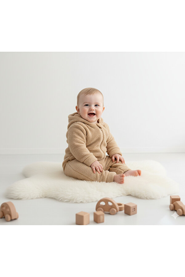 Feyza Premium Wellsoft Peluş Unisex Peluş Bebek Ayıcık Tulum