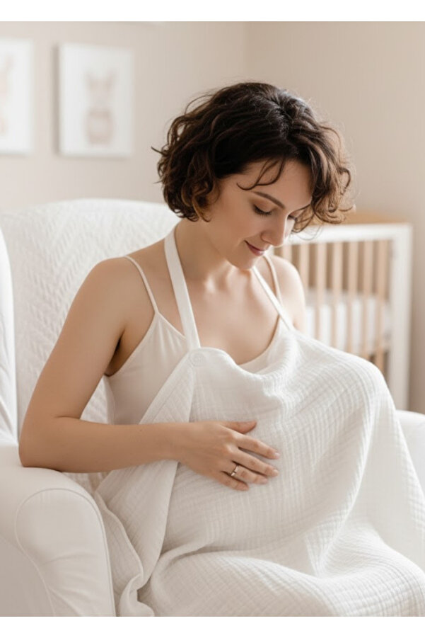 Joyous Mom Kids 4 Katlı Müslin Bebek Emzirme Örtüsü Önlüğü Iç Göstermez Bebek Emzirme Önlüğü Anne Emzirme Örtüsü