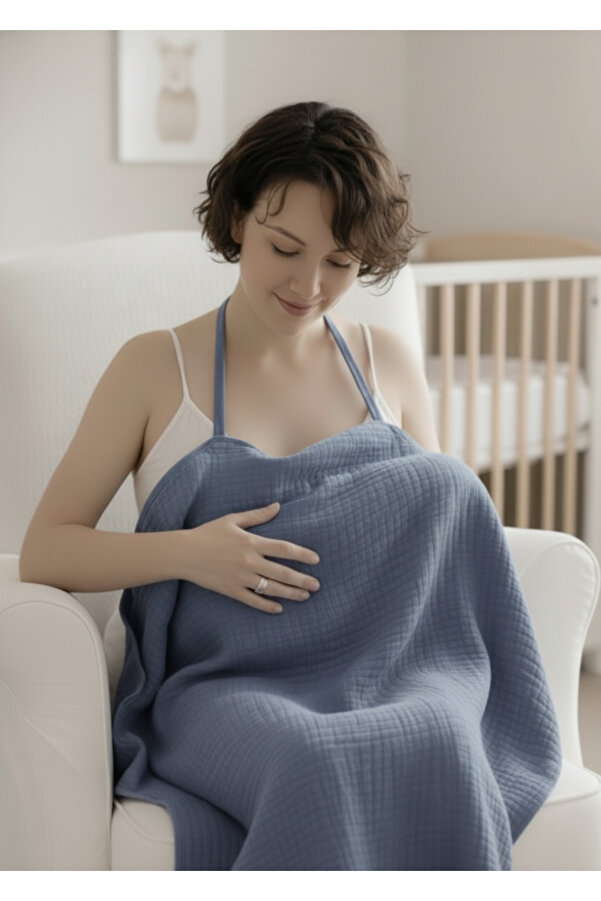 Joyous Mom Kids 4 Katlı Müslin Bebek Emzirme Örtüsü Önlüğü Iç Göstermez Bebek Emzirme Önlüğü Anne Emzirme Örtüsü