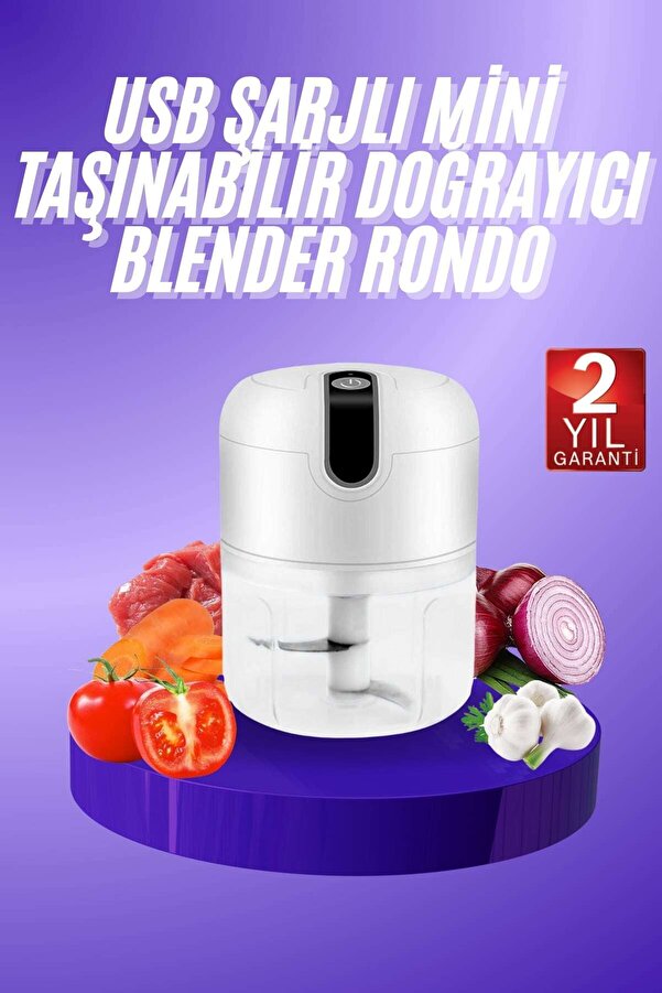 tetikteknoloji Rondo Doğrayıcı 250 ML Taşınabilir USB Şarjlı Pratik El Rondo Blender - HPSBY3953-4668