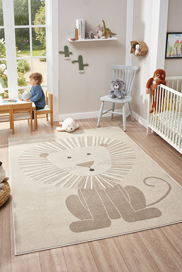 Mia Home&Living Yumuşak Dokuma Halı Aslan Temalı Leke Tutmaz Bebek Odası Çocuk Odası Genç Odası Halısı King